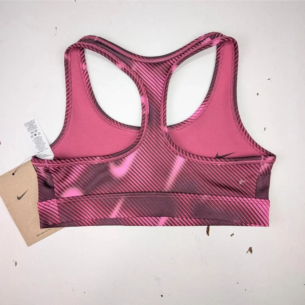 Nike Youth Girls Large Swoosh Dri-Fit Sports Bra - Sweet Beet Logo
